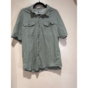 Sierra Designs Mens XL Sage Green Short Sleeve Button Down Shirt 1679684 Cotton